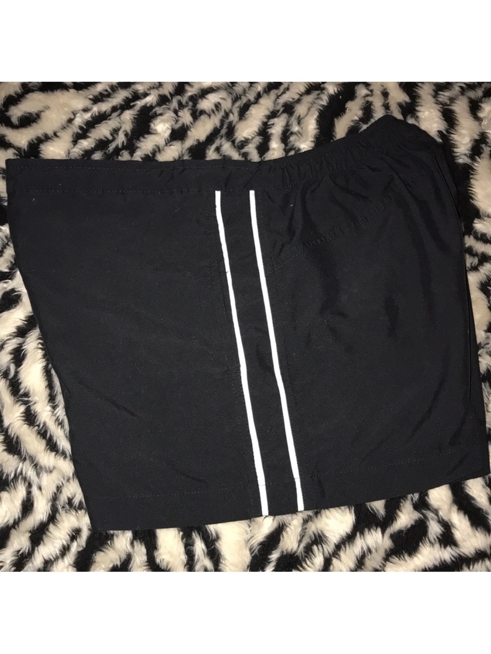 Cheetah small Black Women's Athletic Shorts with White Stripe
